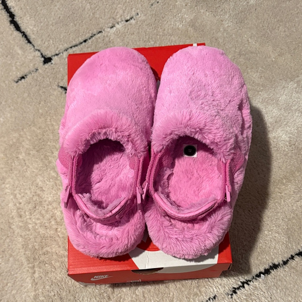 Nike Pink Fuzzy Women's Slippers